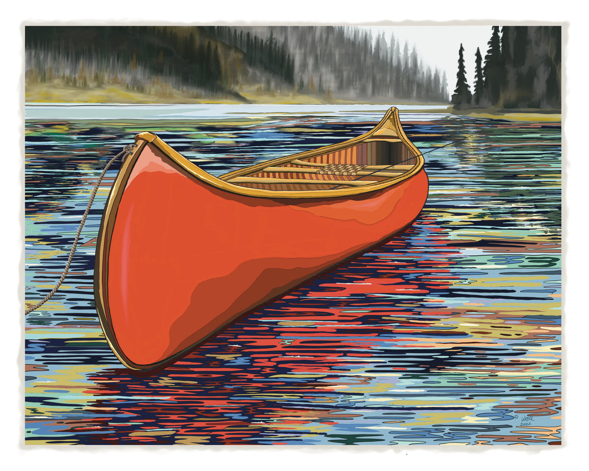 Red Canoe Print TroutMountainWorks